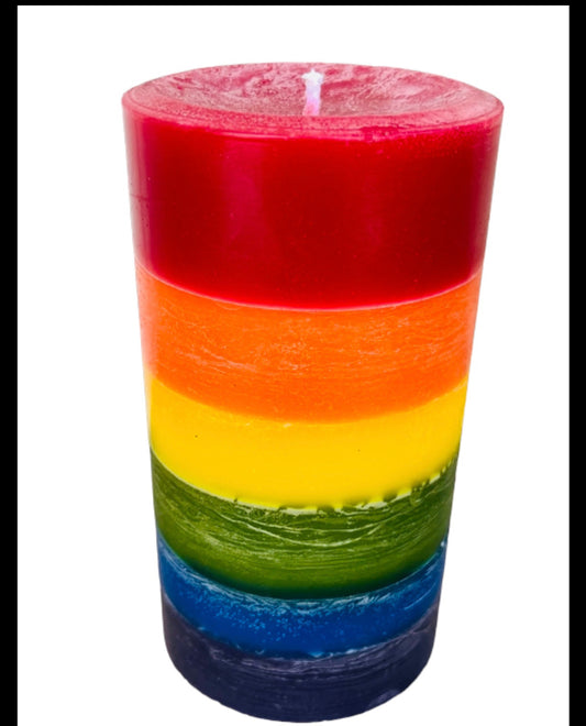 Rainbow Pillar Candle